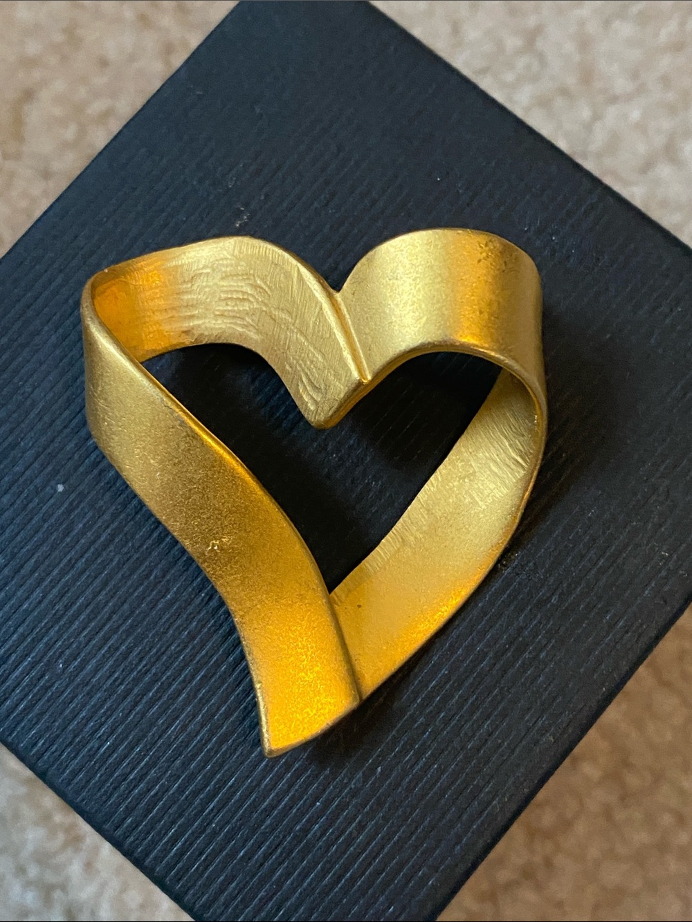 Anne Klein Matte Gold Heart Ribbon Brooch